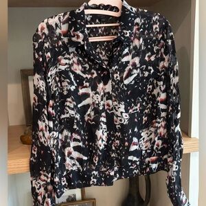 All Saints Black and White Long Sleeve Button Down Shirt